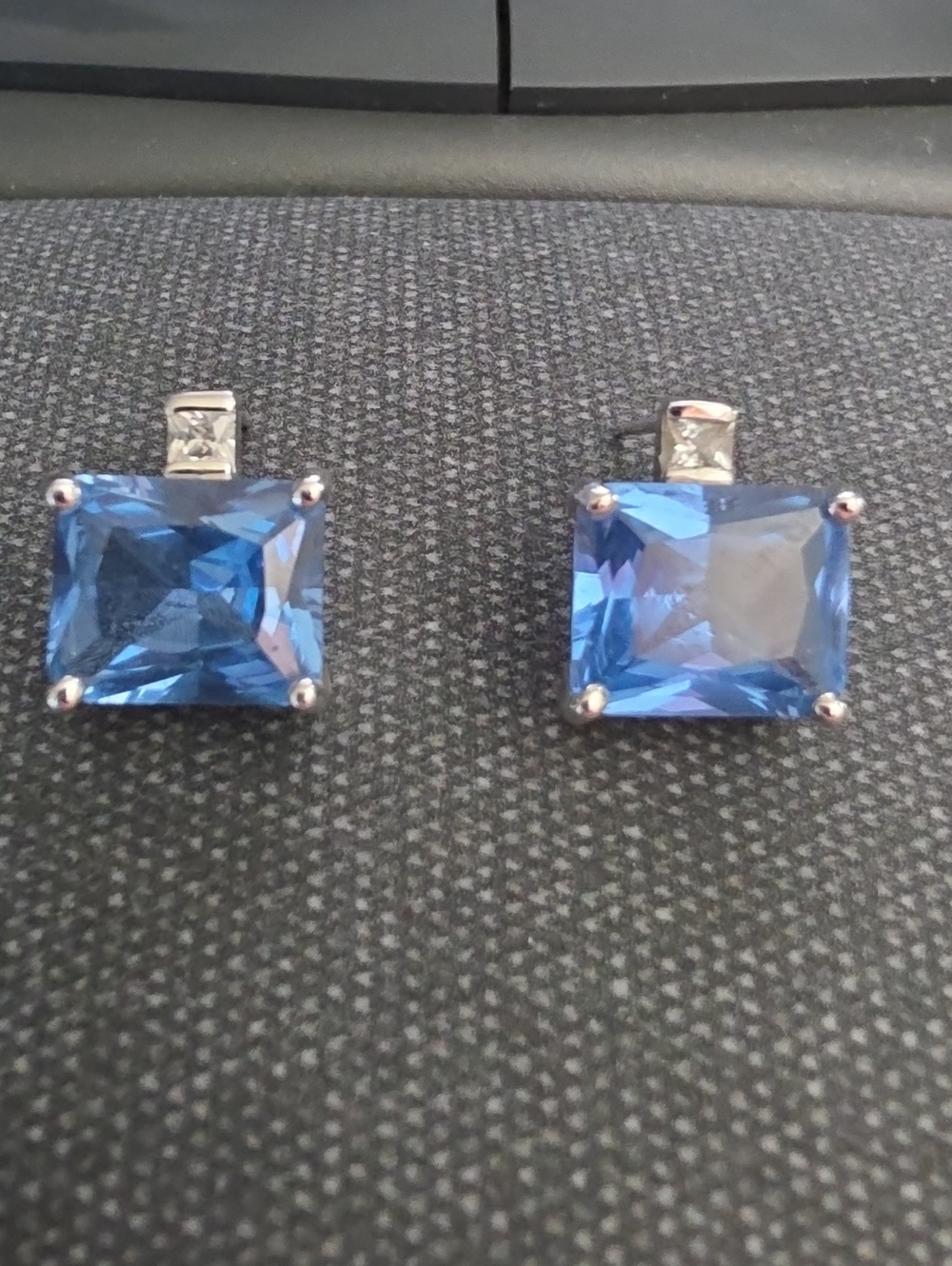Blue Square-Cut Crystal Stud Earrings - Women Jewelry